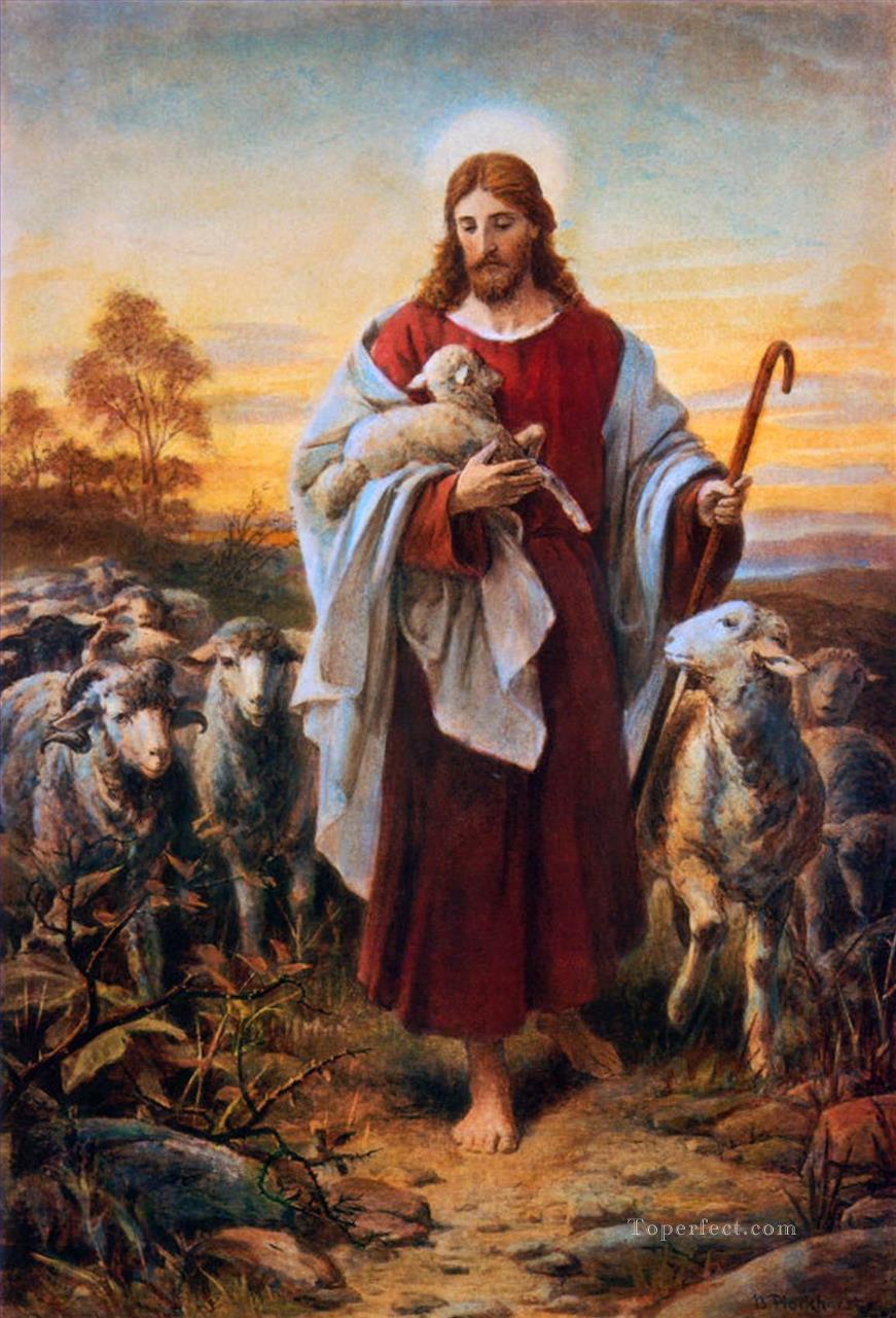 Bernhard Plockhorst Good Shephard religious Christian Oil Paintings